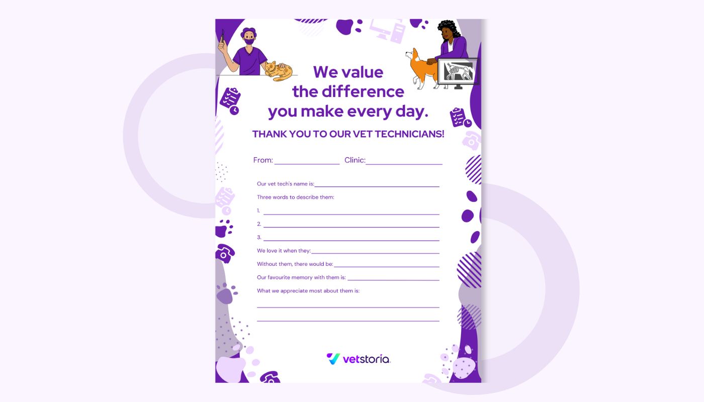 Appreciation Card for Veterinary Technicians Vetstoria