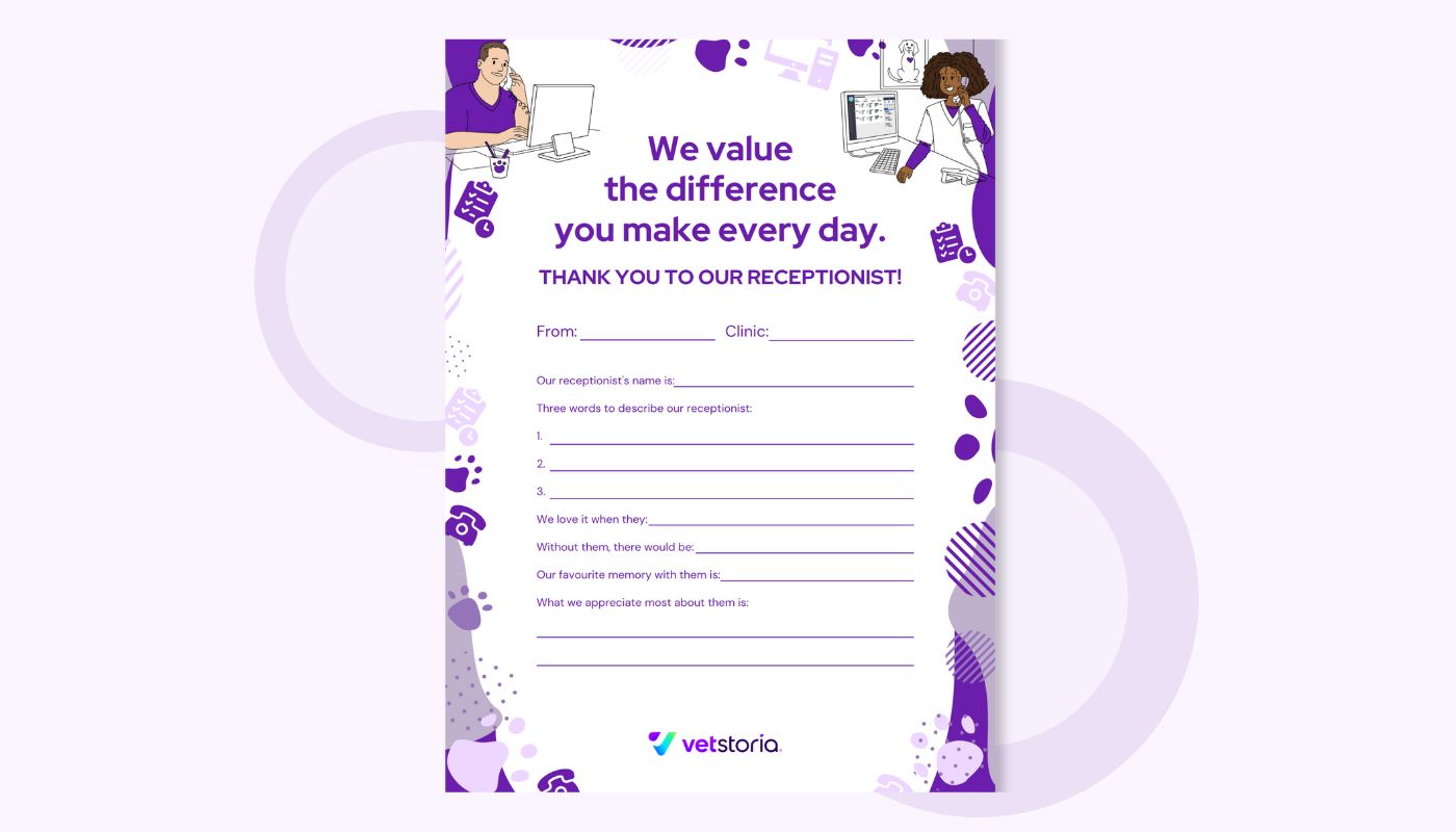 Vet Receptionist Appreciation Day Kudos Cards by Vetstoria 5