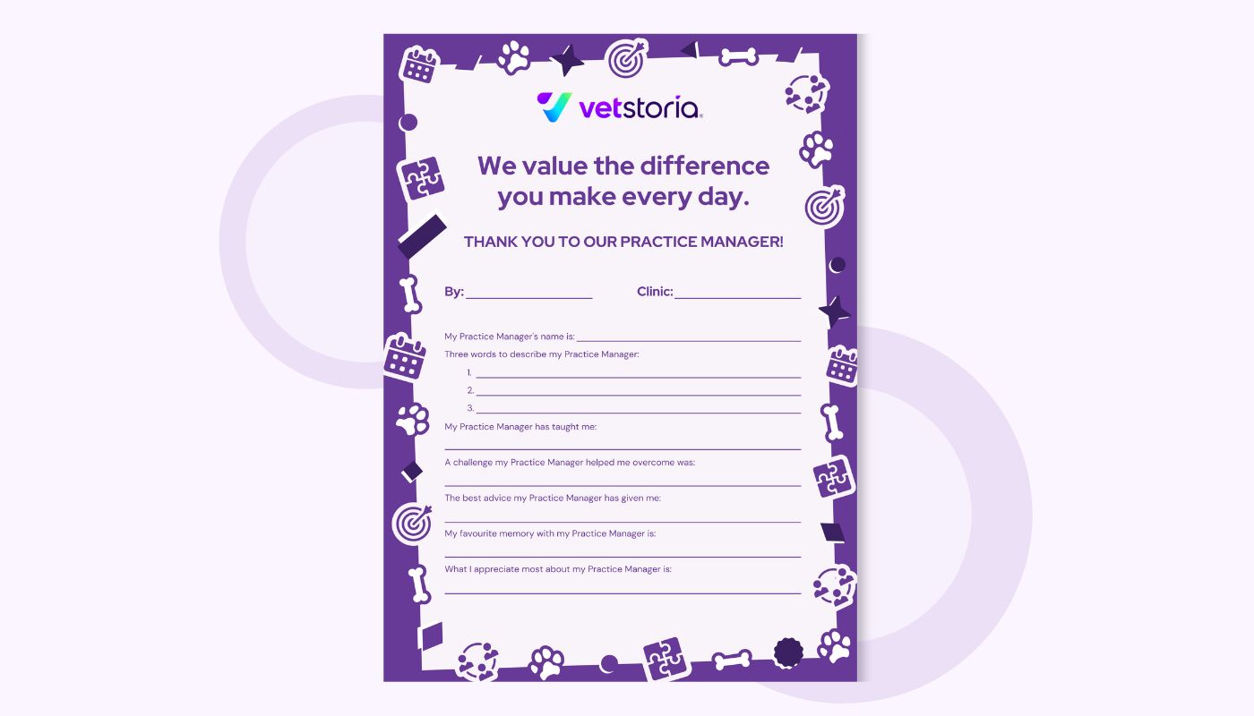 Appreciation Card for Practice Managers by Vetstoria