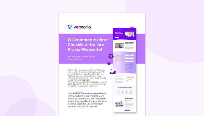 Vetstoria Veterinary Website Checklist - German image